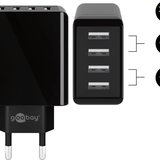 Incarcator de retea Goobay cu 4 porturi USB, 30W, design slim, negru